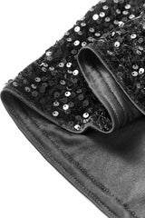 Black Sequin Long Sleeve Knot Cutout Back Mini Dress Mini Dresses JT's Designer Fashion