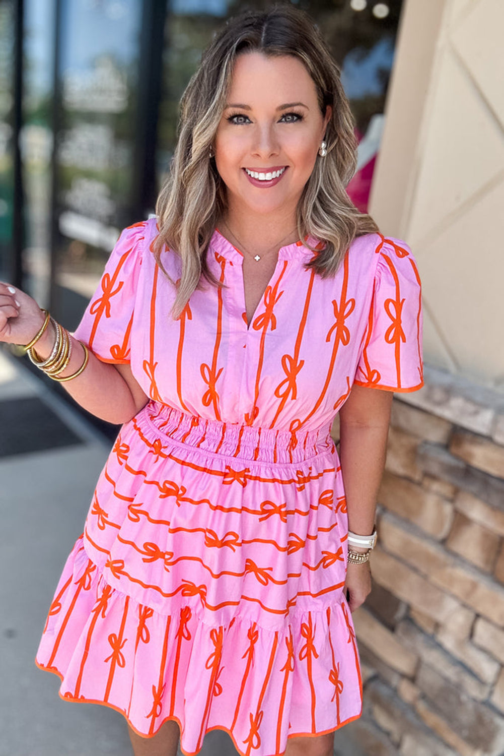 Rose Bow Tastic Clinched Waist Ruffled Plus Size Dress Plus Size Mini Dresses JT's Designer Fashion