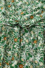 Green Flower Print Flutter Sleeve V Neck Sashed Ruffled Mini Dress Floral Dresses JT's Designer Fashion