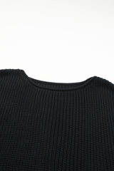 Black Floral Crochet Bell Sleeve Loose Sweater Sweaters JT's Designer Fashion