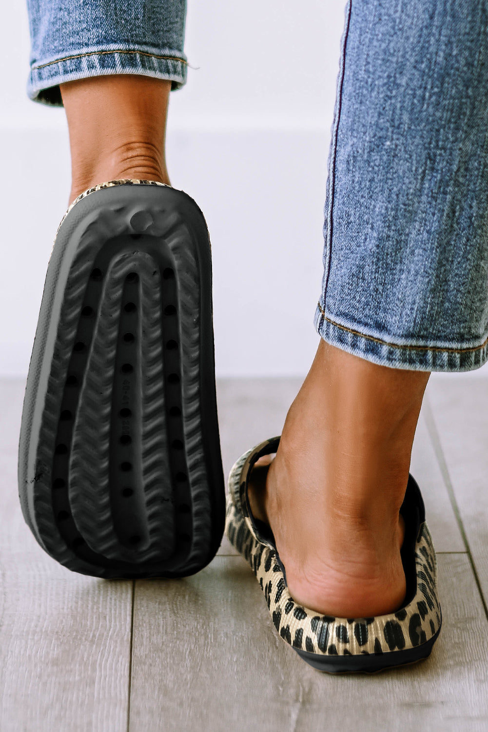 Black Print Thick Sole Slip On Slippers Slippers JT's Designer Fashion