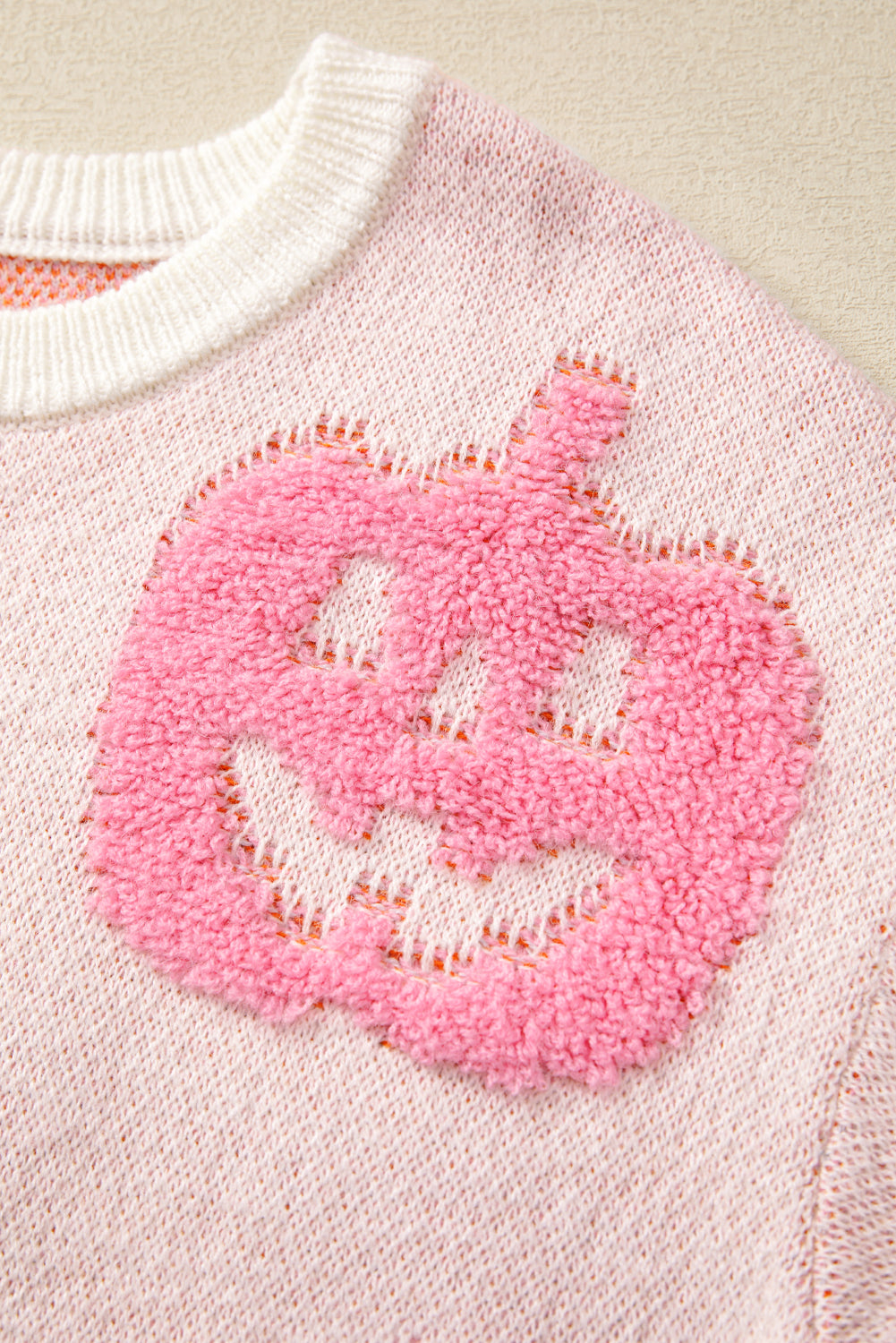 Beige Halloween Cute Pumpkin Pattern Sweater Sweaters JT's Designer Fashion
