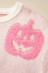 Beige Halloween Cute Pumpkin Pattern Sweater Sweaters JT's Designer Fashion