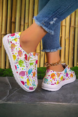 Easter Eggs Printed Square Toe Slip On Canvas Flats Women's Shoes JT's Designer Fashion