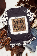 Black Leopard MAMA Graphic Tie Dye Casual Tee Graphic Tees JT's Designer Fashion