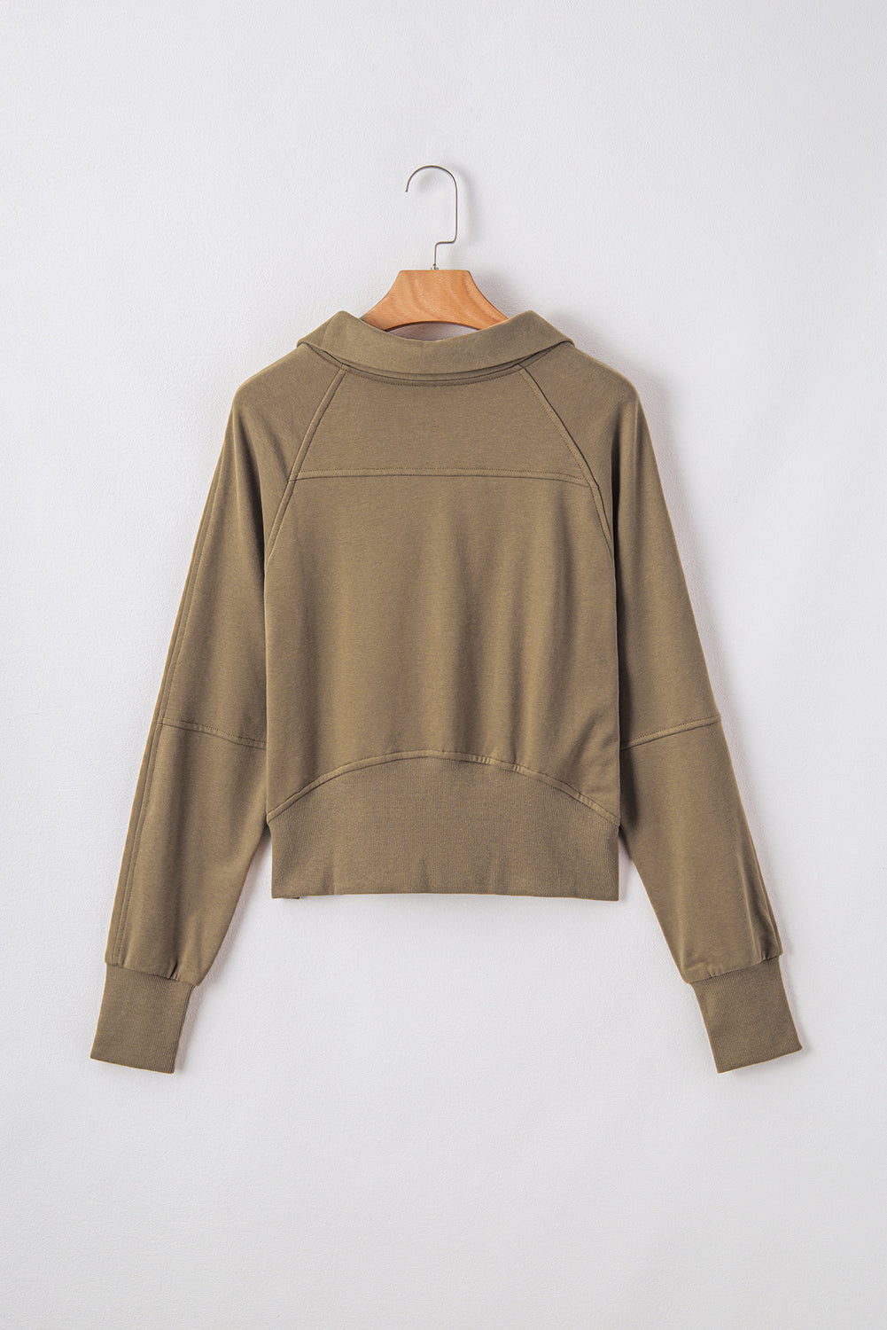Brown Quarter Zip Stand Neck Kangaroo Pocket Sweatshirt Sweatshirts & Hoodies JT's Designer Fashion