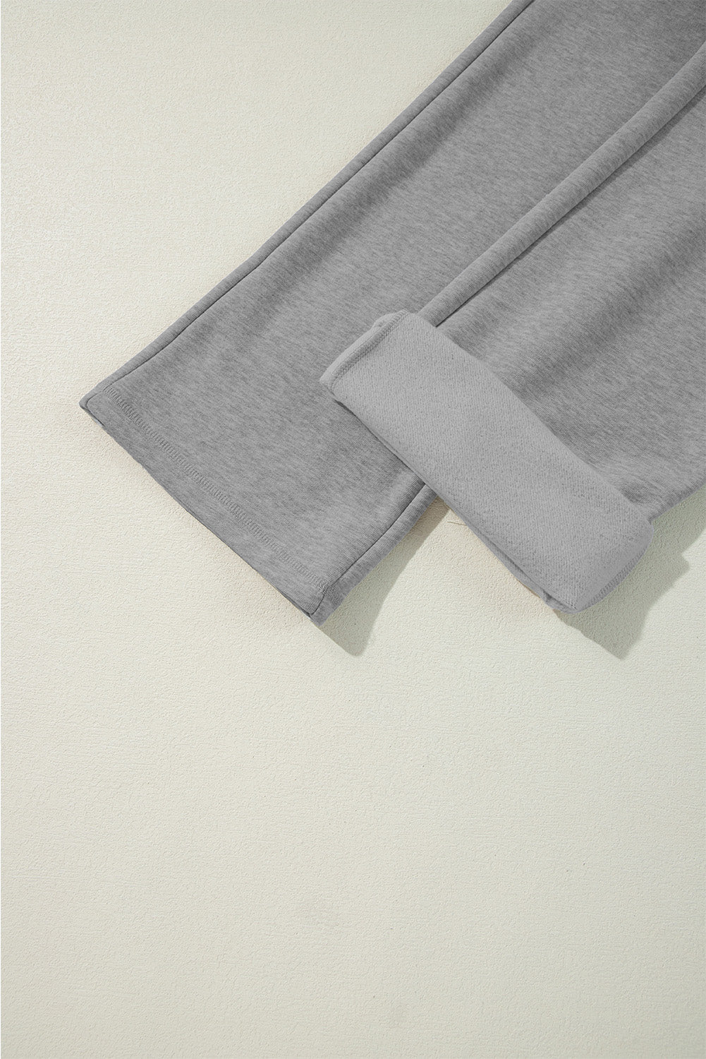 Light Grey Solid Color Fleece Lined Drawstring Waist Casual Pants Pants & Culotte JT's Designer Fashion