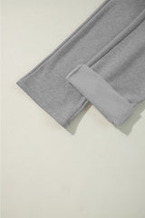 Light Grey Solid Color Fleece Lined Drawstring Waist Casual Pants Pants & Culotte JT's Designer Fashion