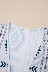 Sky Blue Western Aztec Printed Open Front Long Cardigan Cardigans JT's Designer Fashion