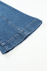 Blue High Waist Seam Stitching Pocket Flare Jeans Jeans JT's Designer Fashion