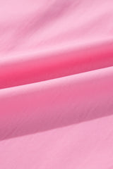 Bright Pink Balloon Sleeve Button Up Mini Shirt Dress Mini Dresses JT's Designer Fashion