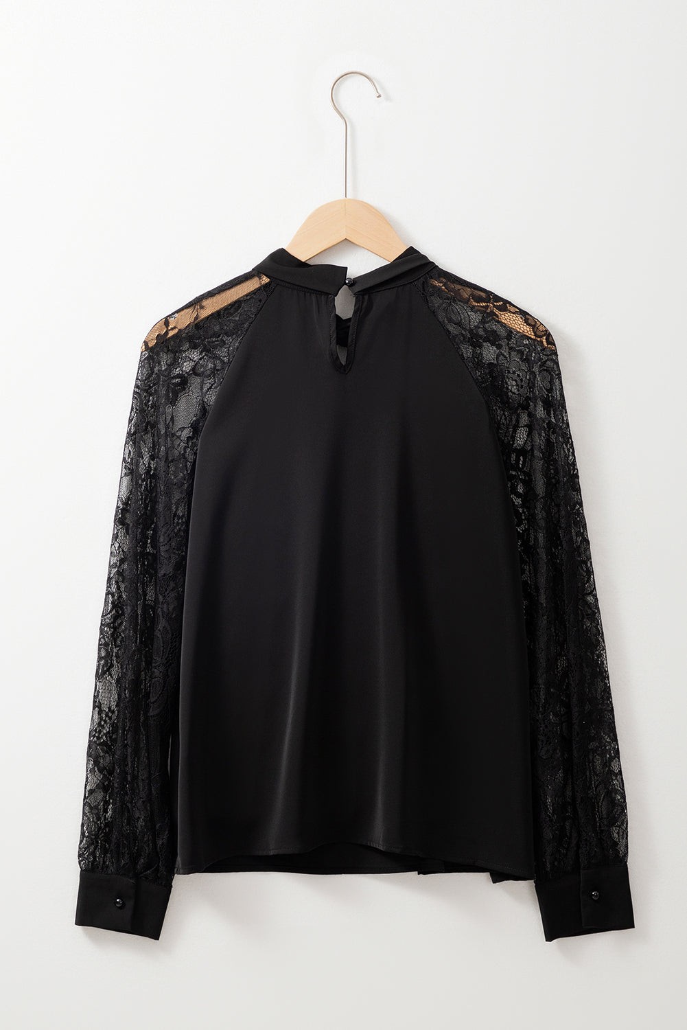 Black Keyhole Neckline Floral Lace Raglan Sleeve Blouse Blouses & Shirts JT's Designer Fashion