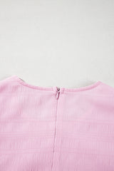 Bonbon Textured Bubble Sleeve High Waist Mini Dress Mini Dresses JT's Designer Fashion