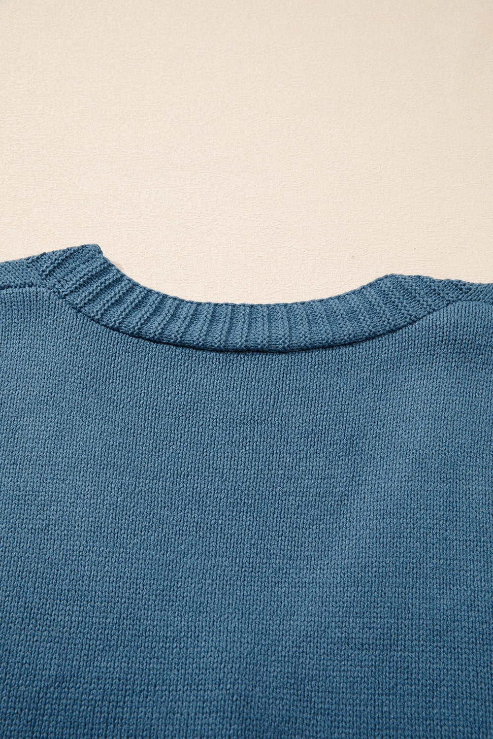Real Teal Open Knit V Neck Button Front Drop Shoulder Plus Size Cardigan Plus Size Sweaters & Cardigans JT's Designer Fashion