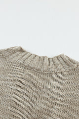 Gray V neck Drop Shoulder Knitted Sweater Sweaters & Cardigans JT's Designer Fashion