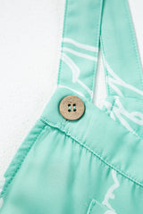 Moonlight Jade Printed Bib Wide Leg Overalls Jumpsuits & Rompers JT's Designer Fashion