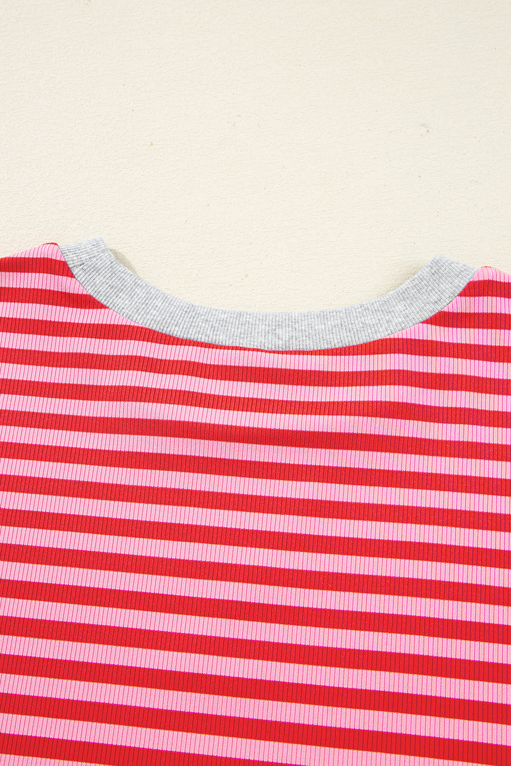 Red Stripe Drop Shoulder Baggy Pullover and Shorts Casual Set Short Sets JT's Designer Fashion