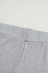 Light Grey Solid Color Loose Tunic Top and Slim Shorts Set Short Sets JT's Designer Fashion