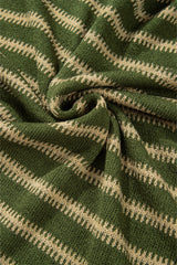Green Stripe Drop Shoulder Casual Sweater Sweaters JT's Designer Fashion