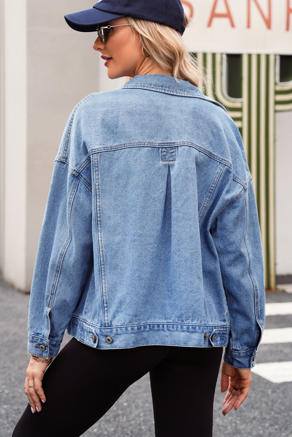 Wild Wind Washed Oversize Pocketed Denim Jacket Denim Jackets JT's Designer Fashion