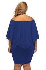Plus Size Multiple Dressing Layered Blue Mini Poncho Dress Plus Size Dresses JT's Designer Fashion