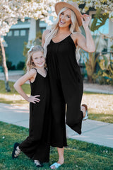 Black Spaghetti Straps Wide Leg Pocketed Jumpsuits Jumpsuits & Rompers JT's Designer Fashion