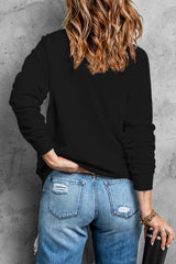 Black Hey Boo Letter Print Long Sleeve Pullover Sweatshirt Graphic Sweatshirts JT's Designer Fashion