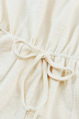 Beige Ribbed Elastic Waist Romper Jumpsuits & Rompers JT's Designer Fashion