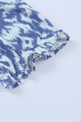 Sky Blue V Neck Casual Geometric Print Long Dress Maxi Dresses JT's Designer Fashion