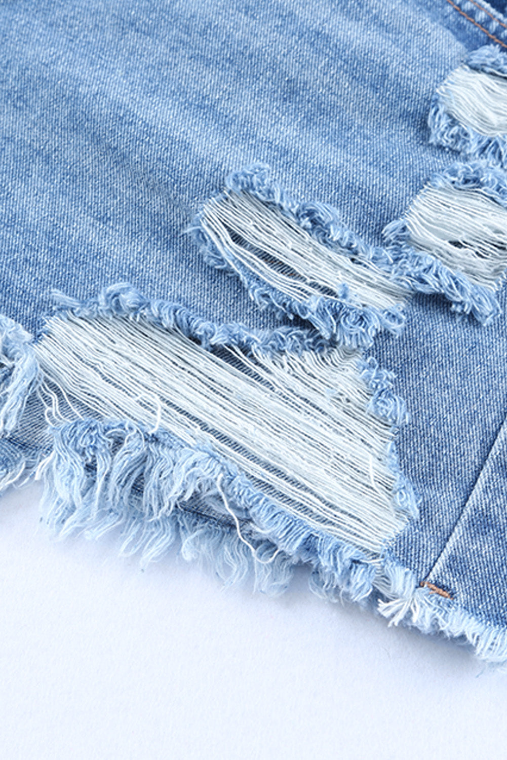 Sky Blue High Rise Crossover Waist Denim Shorts Denim Shorts JT's Designer Fashion