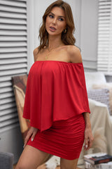 Multiple Dressing Layered Red Mini Poncho Dress Mini Dresses JT's Designer Fashion