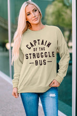 Khaki CAPTIN Of THE STRUGGLE BUS Graphic Sweatshirt Graphic Sweatshirts JT's Designer Fashion