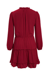 V Neck Long Sleeve Ruffle Tiered Mini Dress Mini Dresses JT's Designer Fashion