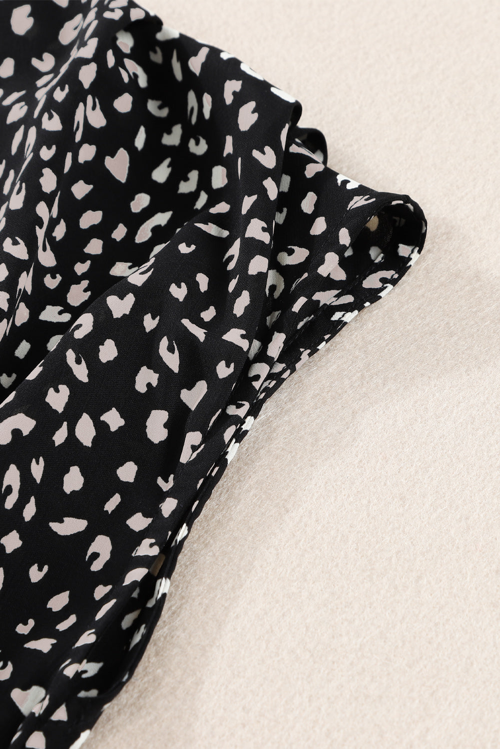 Black Leopard Print Belted V Neck Short Sleeve Romper Jumpsuits & Rompers JT's Designer Fashion