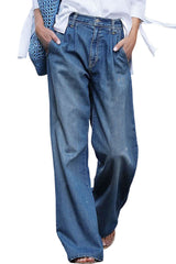 Blue Slouchy Wide Leg Jeans Jeans JT's Designer Fashion