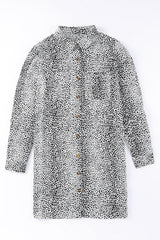 Long Sleeve Leopard Animal Print Shirt Dress Mini Dresses JT's Designer Fashion