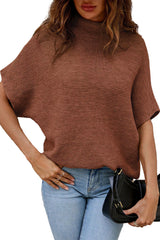 Apricot High Neck Short Bat Sleeve Sweater Sweaters & Cardigans JT's Designer Fashion