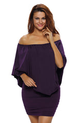 Multiple Dressing Layered Purple Mini Poncho Dress Mini Dresses JT's Designer Fashion