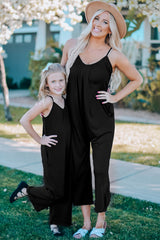 Black Spaghetti Straps Wide Leg Pocketed Jumpsuits Jumpsuits & Rompers JT's Designer Fashion