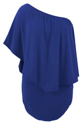 Multiple Dressing Layered Blue Mini Poncho Dress Mini Dresses JT's Designer Fashion