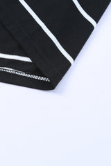 Black Stripe Print Open Back Sleeveless Long Dress with Slits Maxi Dresses JT's Designer Fashion
