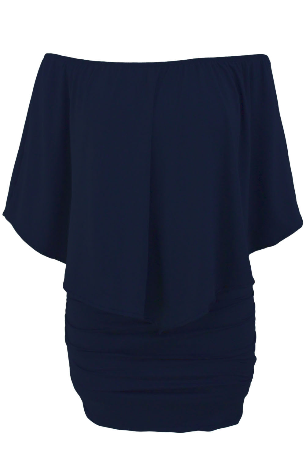 Multiple Dressing Layered Dark Blue Mini Poncho Dress Mini Dresses JT's Designer Fashion