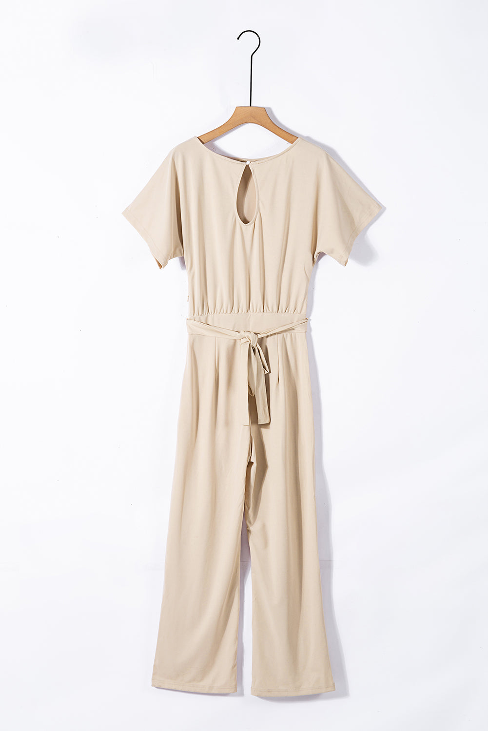Apricot Oh So Glam Belted Wide Leg Jumpsuit Jumpsuits & Rompers JT's Designer Fashion