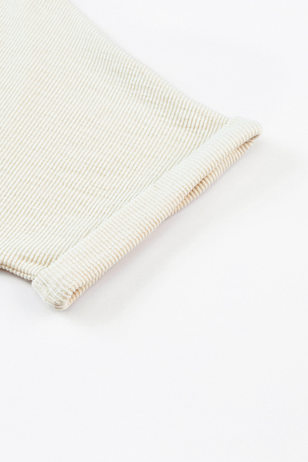 Beige Ribbed Elastic Waist Romper Jumpsuits & Rompers JT's Designer Fashion
