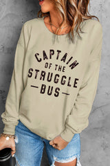 Khaki CAPTIN Of THE STRUGGLE BUS Graphic Sweatshirt Graphic Sweatshirts JT's Designer Fashion
