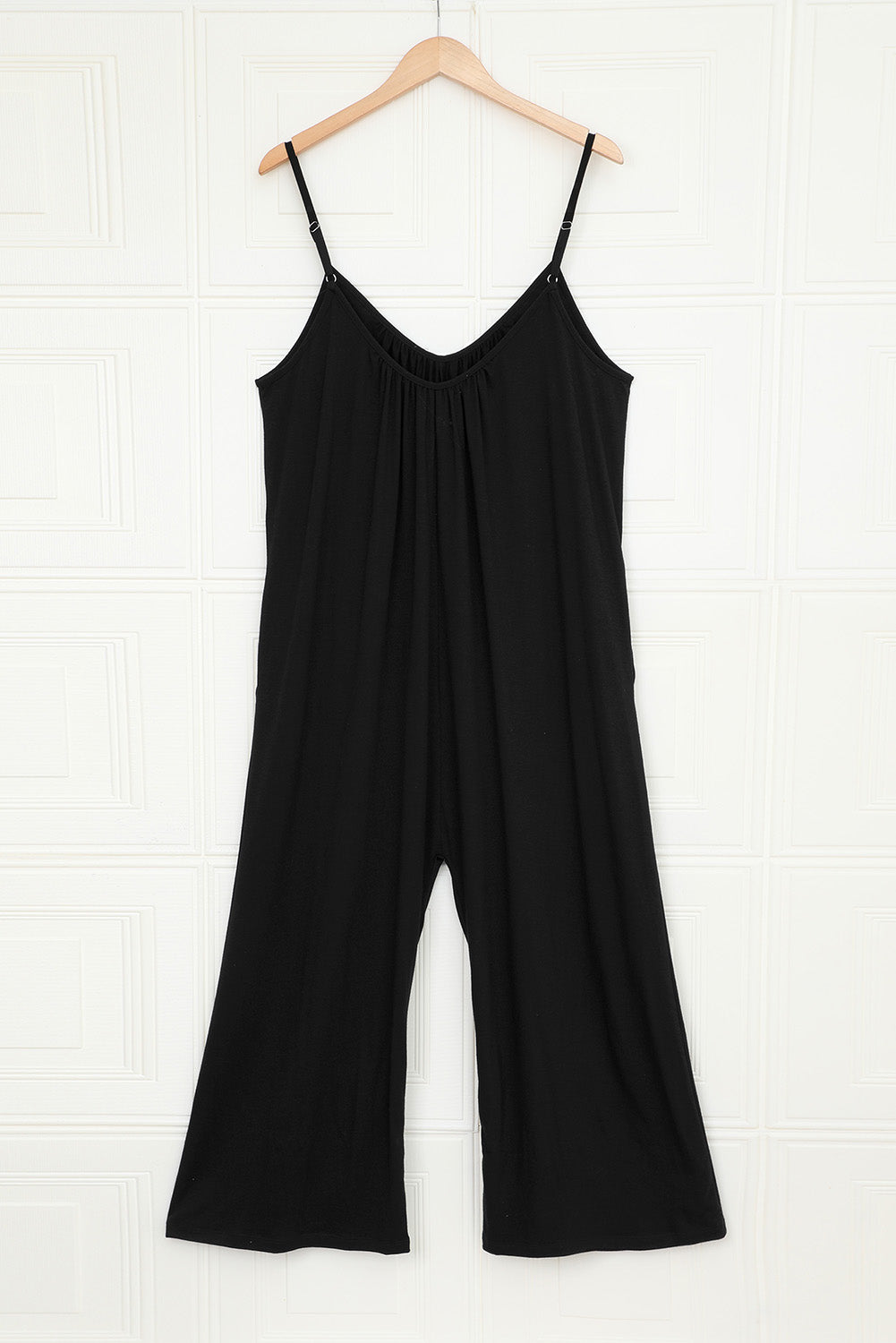 Black Spaghetti Straps Wide Leg Pocketed Jumpsuits Jumpsuits & Rompers JT's Designer Fashion
