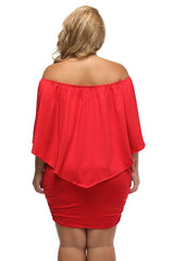 Plus Size Multiple Dressing Layered Red Mini Poncho Dress Plus Size Dresses JT's Designer Fashion
