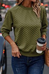 Pickle Green Solid Textured Raglan Sleeve Pullover Sweatshirt Sweatshirts & Hoodies JT's Designer Fashion