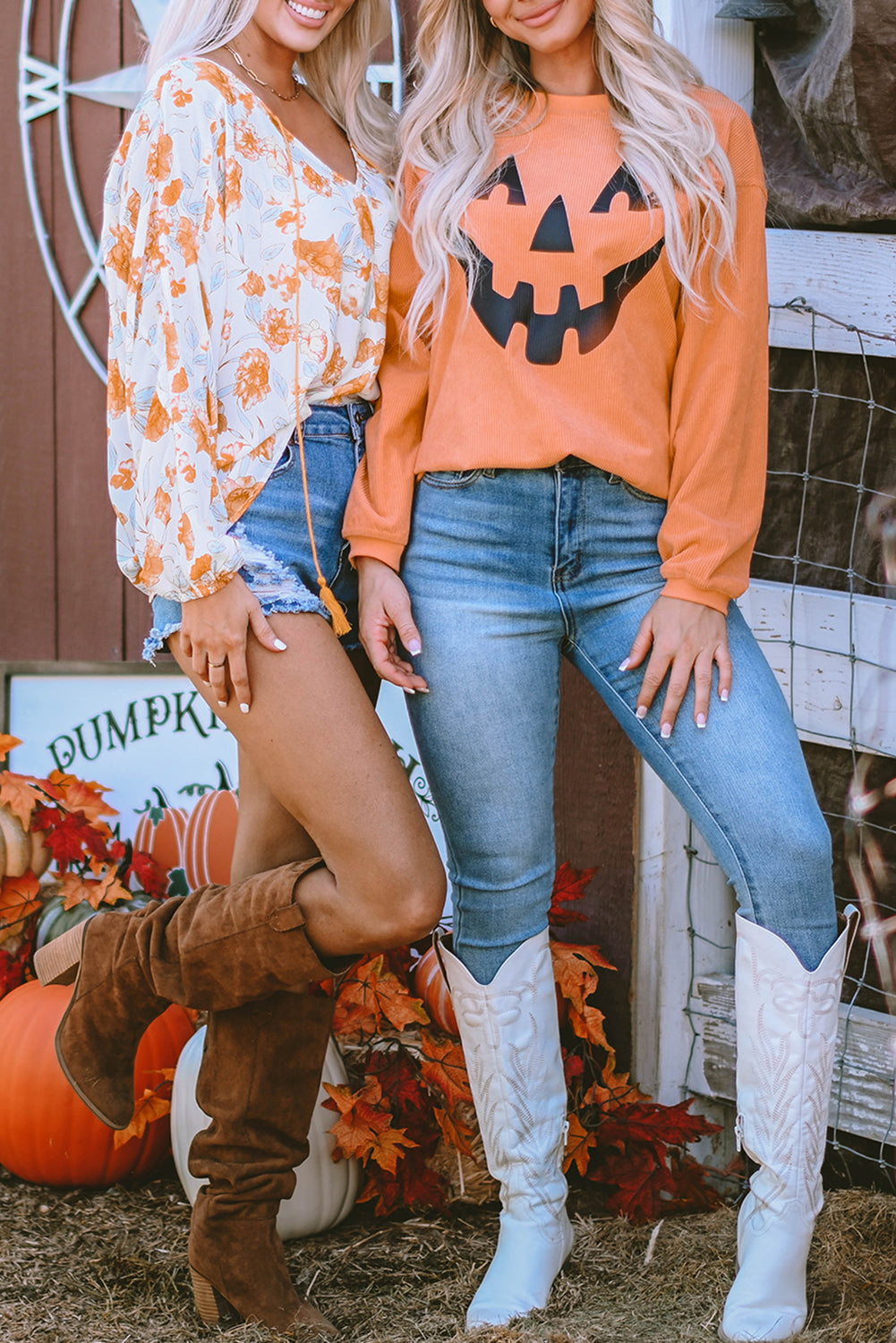 Orange Pumpkin Smile Face Graphic Sweatshirt Graphic Sweatshirts JT's Designer Fashion