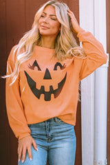 Orange Pumpkin Smile Face Graphic Sweatshirt Graphic Sweatshirts JT's Designer Fashion